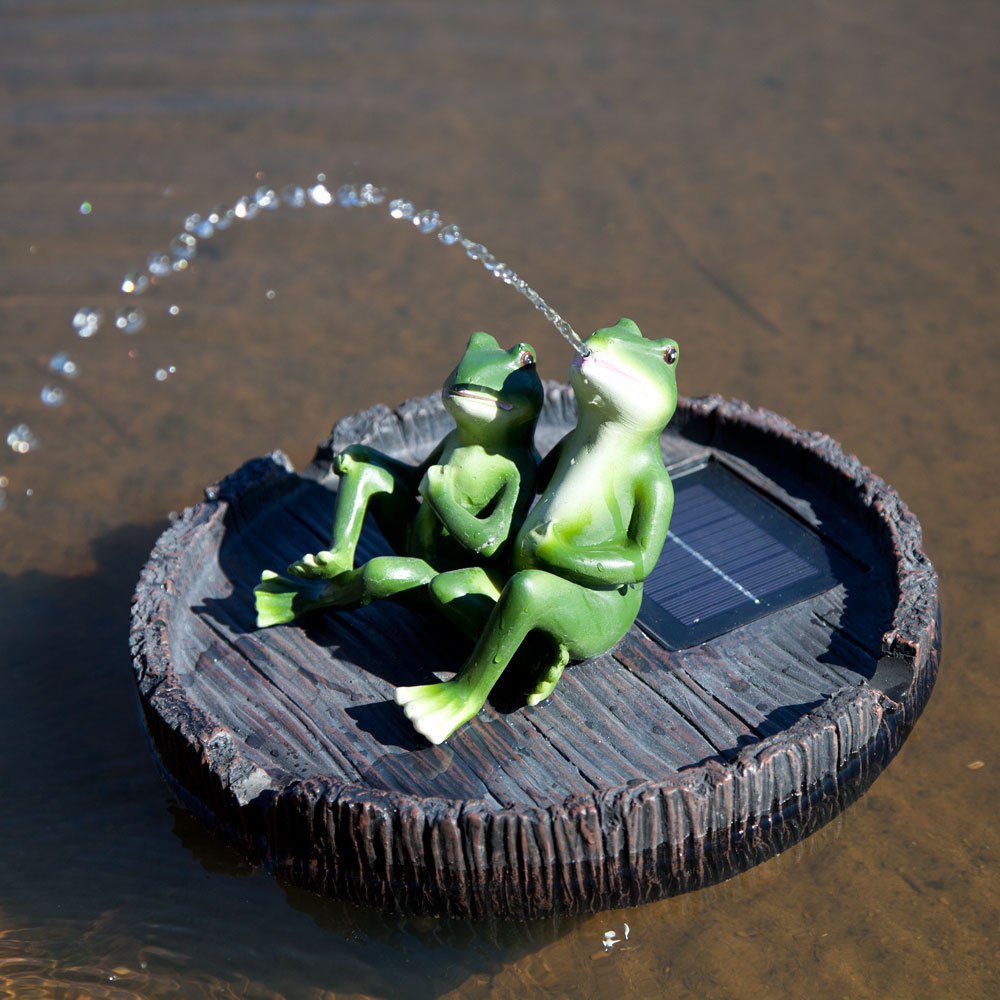 Solar Water Fountain Floating Frog Spitter Feature for Pond Pool Garden