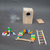 5 in 1 Bird Play Toys Set - Nesting Box Acrylic Feeder Swing and Ladder