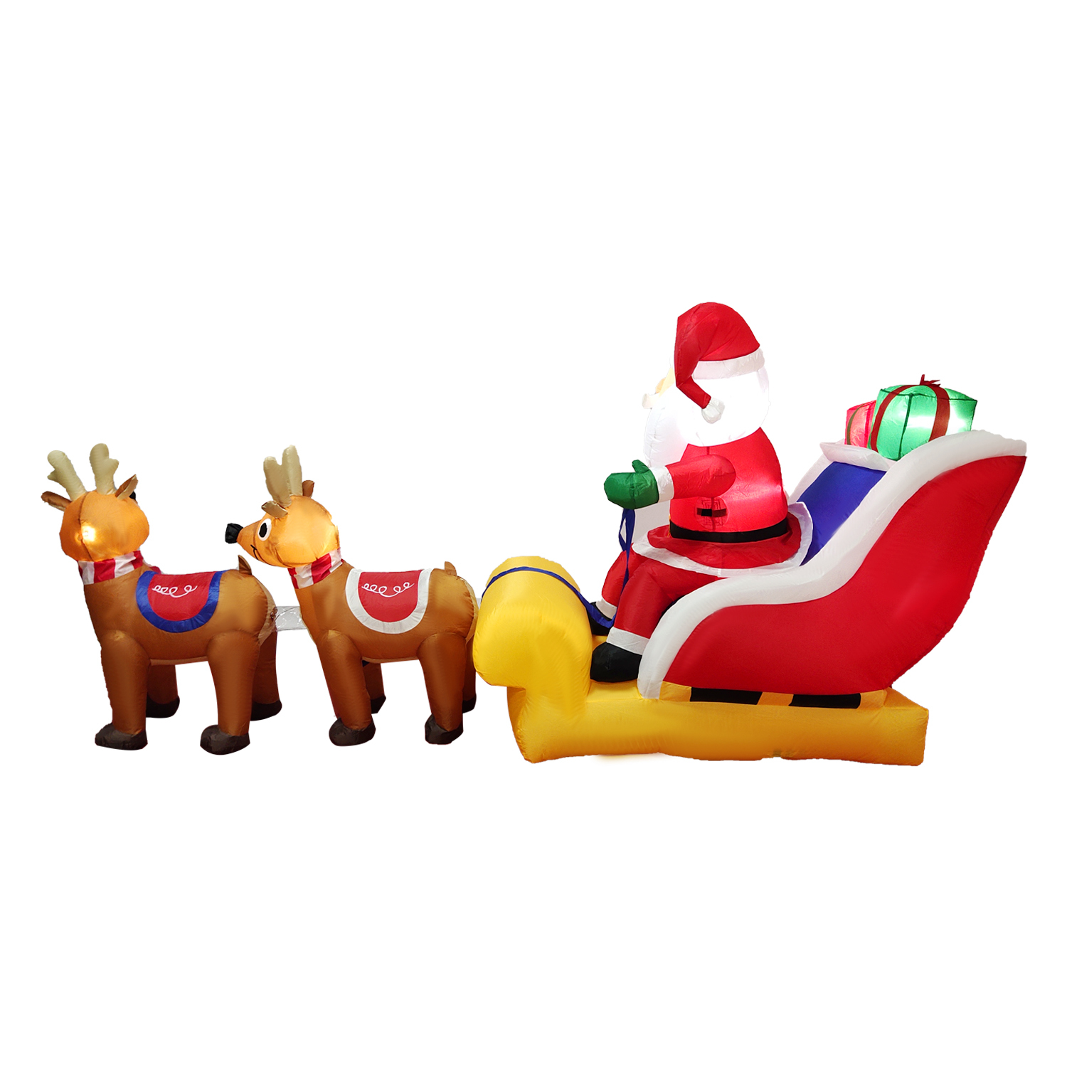 2.7m Inflatable Santa Sleigh For Christmas Decoration with LED Light