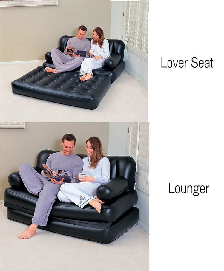 NEW 5 in 1 INFLATABLE DOUBLE SOFA COUCH LOUNGER MATTRESS AIRBED W ELECTRIC PUMP