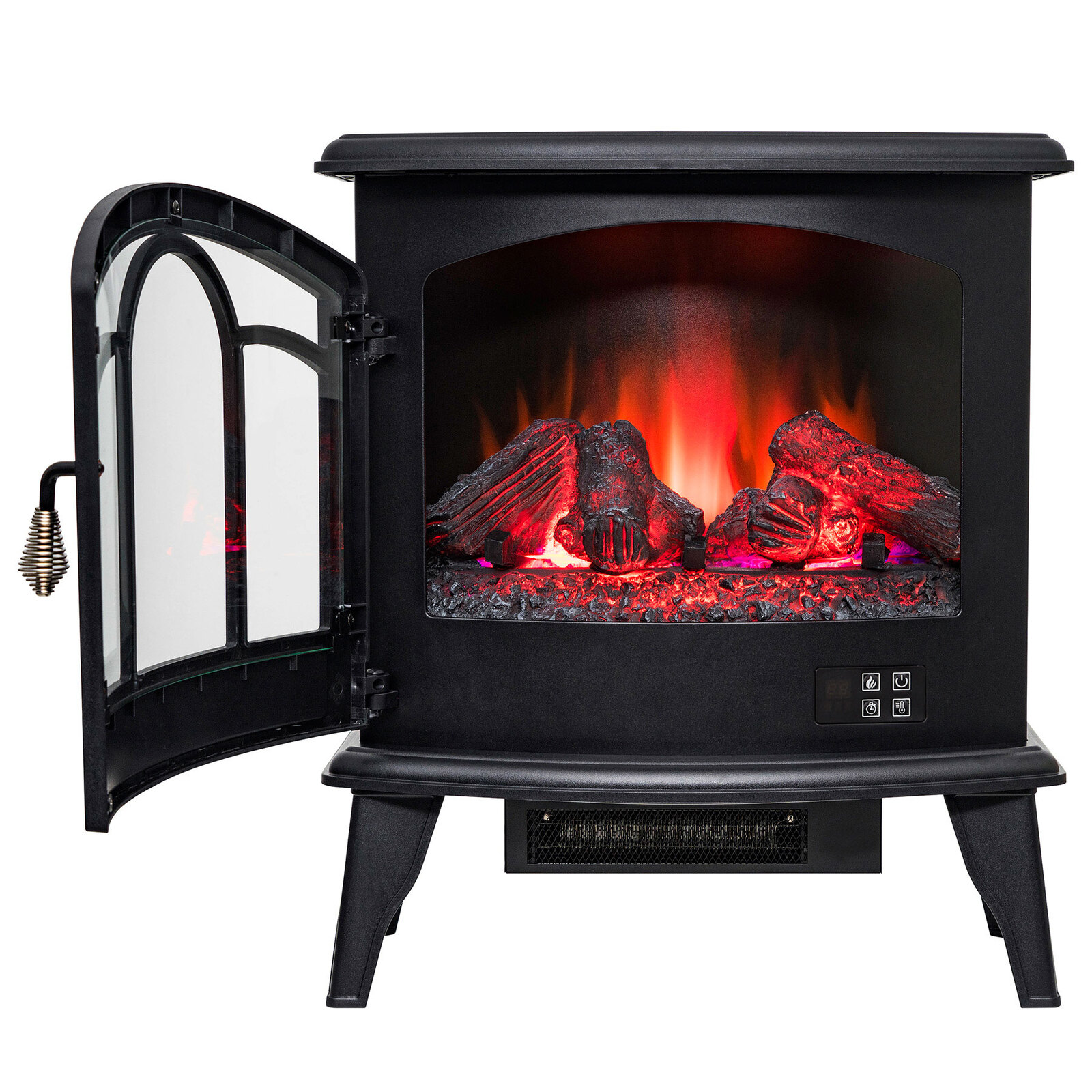 Freestanding 3 Sided Electric Log Stove Fireplace Heater