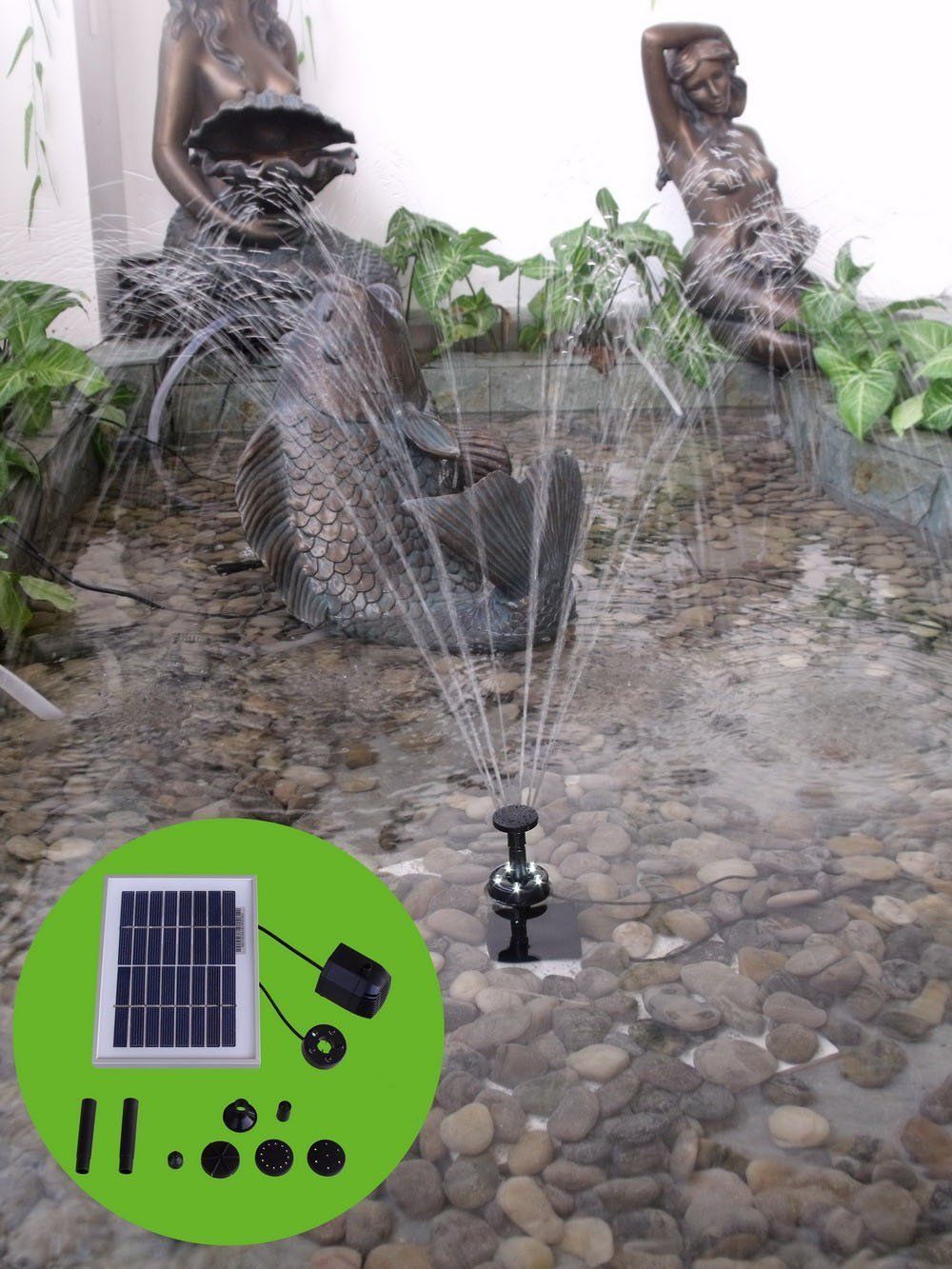 250 LPH Solar Powered Water Feature Fountain Pond Pump with Battery Back Up and LED Light