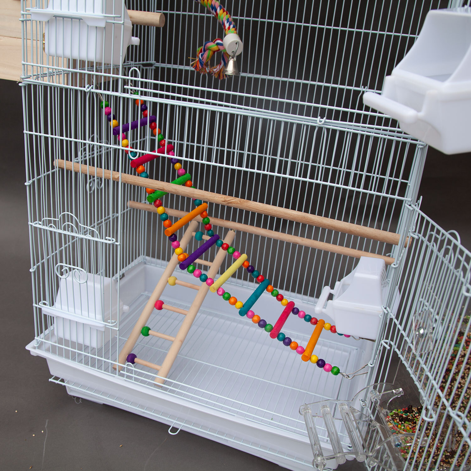 Dome Top High Bird Cage on Stand with Play Toys Nesting Box Canary Finch
