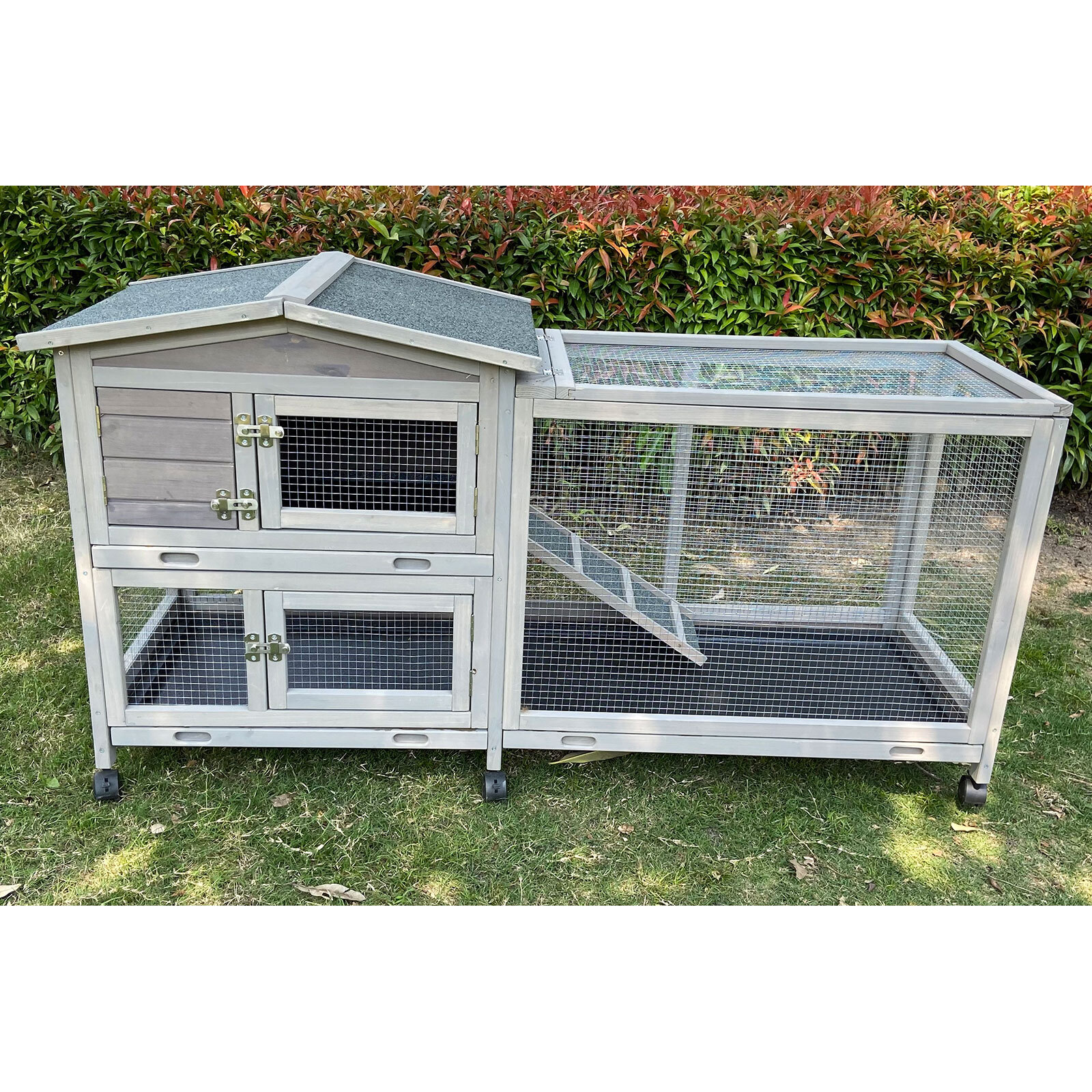 Flyline Bunny House Rabbit Hutch Guinea Pig Cage on Wheels