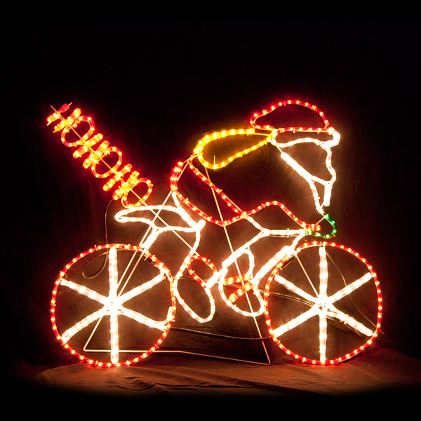 Christmas Motif  Rope Light Santa riding HOHOHO Bicycle