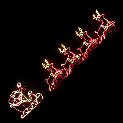 Led Santa Riding 4 Reindeer Deer Sleigh, Outdoor Led Santa Sleigh And Reindeer