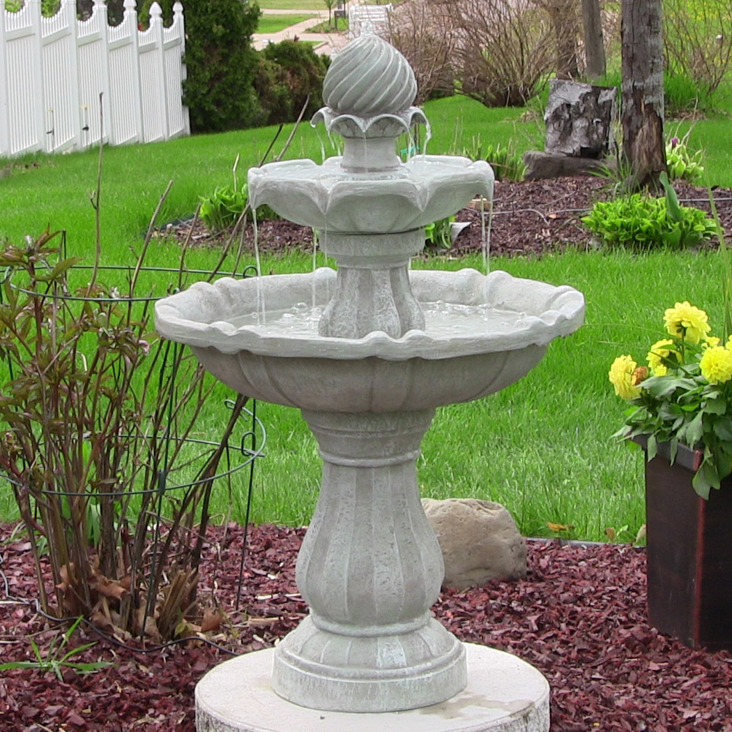 Smart Solar Ceramic Solar Cascade Fountain With Green Bamboo Finish