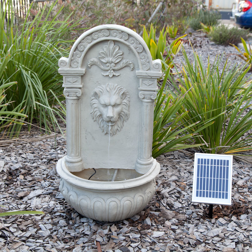 Solar Decorative Lion Wall Water, Solar Powered Water Features Outdoor Australia