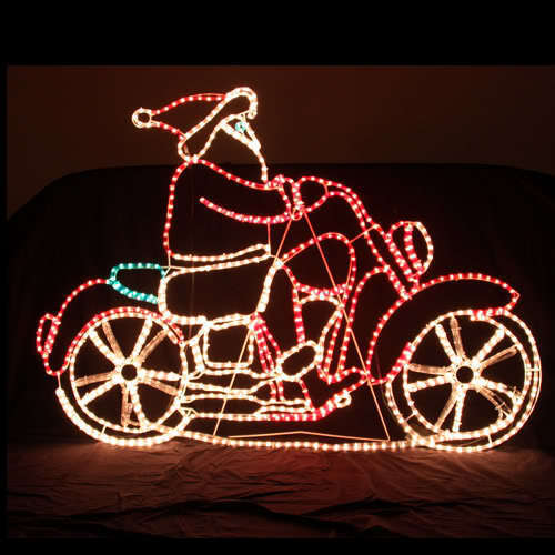 LED Santa on Harley Motocycle Motif  Rope Light Christmas 