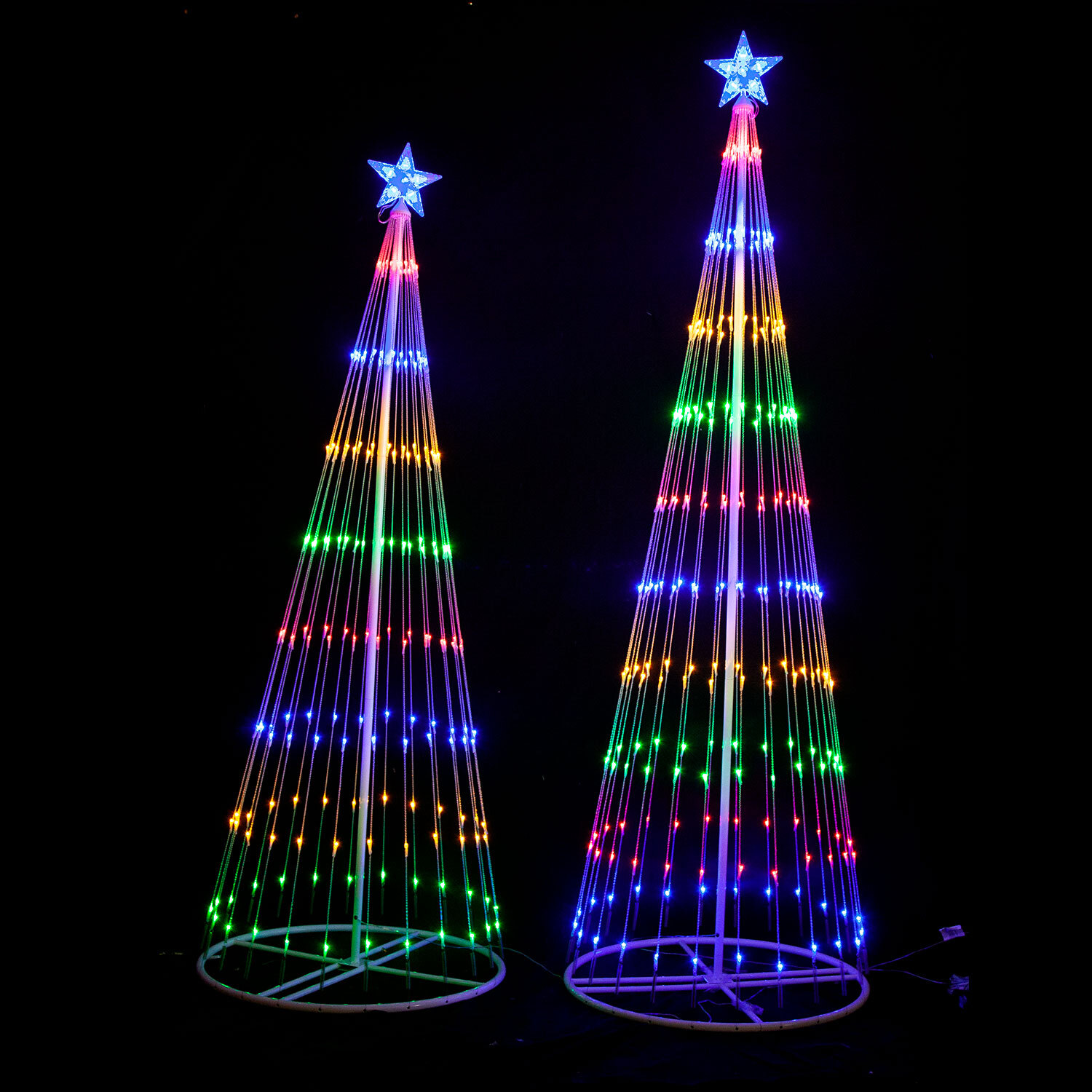 Circling LED Light Cone Shape Christmas Tree with Lighting Star