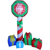 180cm Inflatable Santa Stop Here Sign with Led For Christmas Decoration