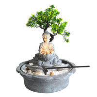 Japanese Miniature Zen Bonsai Garden with Buddha Water Fountain