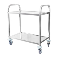 2 Tier Stainless Steel Kitchen Dining Service Food Utility Trolley Cart