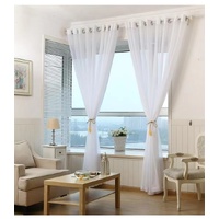 2x Linenland Sheer Eyelet Curtains Draperies 250-450cm x 235cm Drop