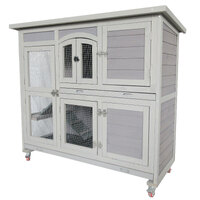 Flyline Bunny Palace Two Story Rabbit Hutch Bunny Cage with Wheels