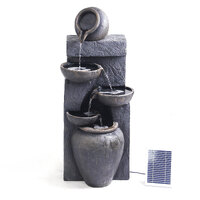 Sunovo 5 Tiers Rustic Pouring Pots Solar Water Fountain Feature