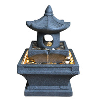 69cm Japanese Style Pagoda Garden Lantern Water Feature Fountain with LED Lights