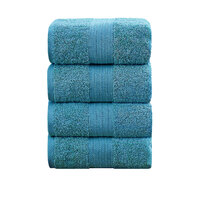 Linenland 4 Piece Cotton Bath Towels Set - Blue