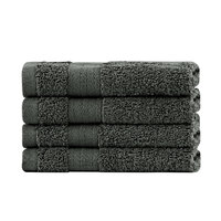 Linenland Bath Towel Set - 4 Piece Cotton Washcloths - Charcoal