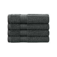 Linenland Bath Towel 4 Piece Cotton Hand Towels Set - Charcoal