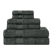 Luxury 6 Piece Soft and Absorbent Cotton Bath Towel Set -  Charcoal