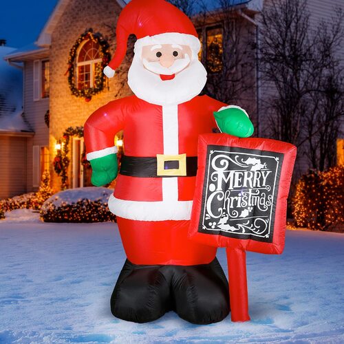 300cm Tall Inflatable Santa with Greeting Sign for Christmas Decoration