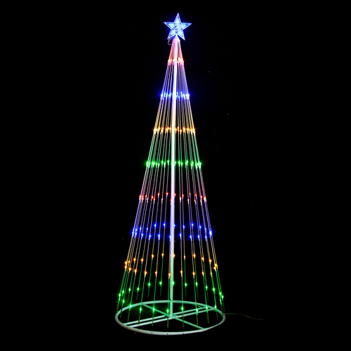 Circling LED Light Cone Shape Christmas Tree with Lighting Star